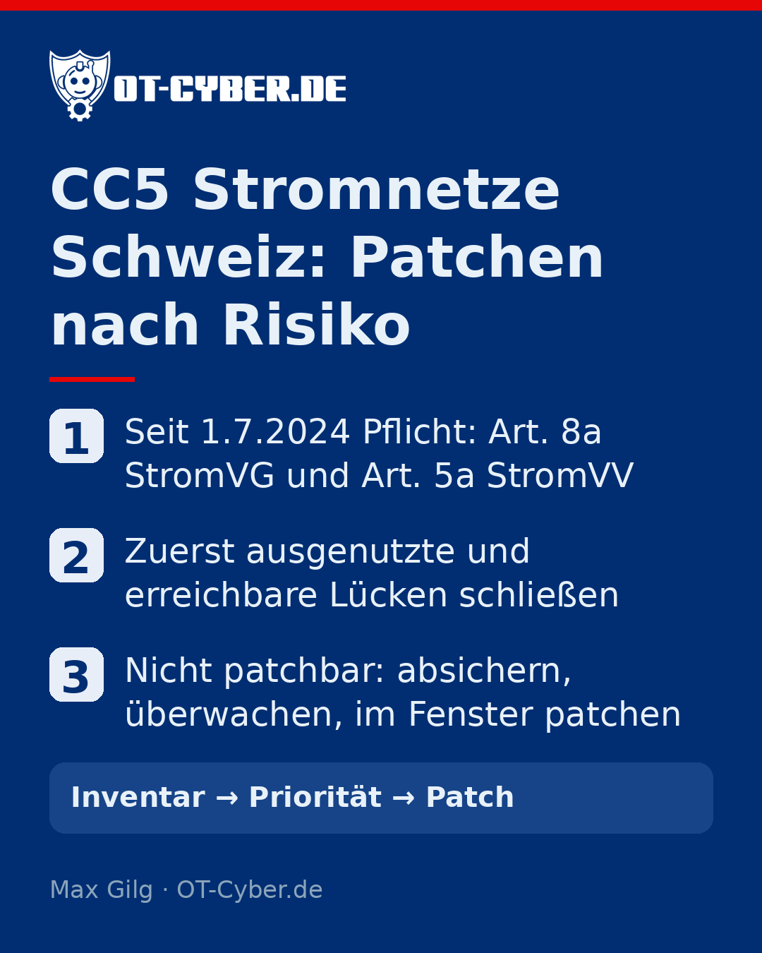 Infografik: CC5 Stromnetze Schweiz: Patchen nach Risiko