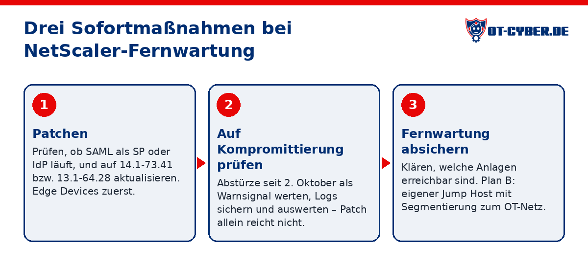 Schema: Drei Sofortmaßnahmen bei NetScaler-Fernzugriff