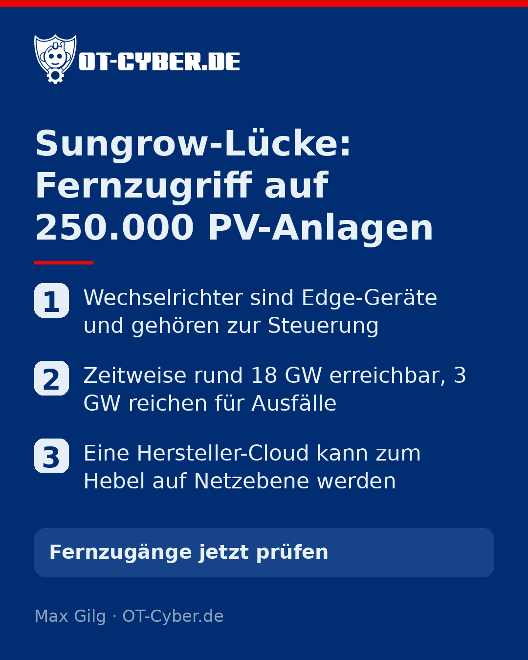 Infografik: Sungrow-Lücke: Fernzugriff auf knapp 250.000 PV-Anlagen in Deutschland