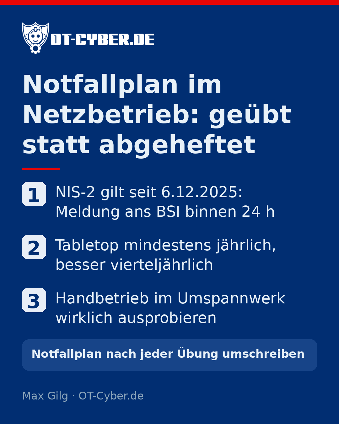 Infografik: Notfallplan im Netzbetrieb: geübt statt abgeheftet
