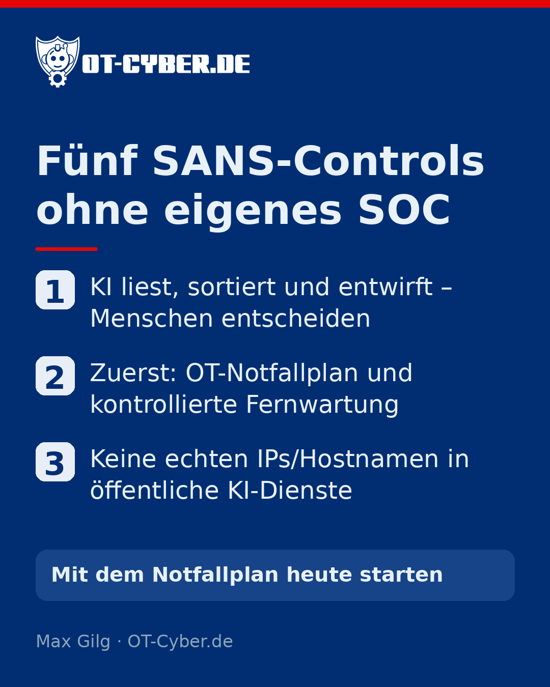 Infografik: Fünf SANS-Controls ohne eigenes SOC