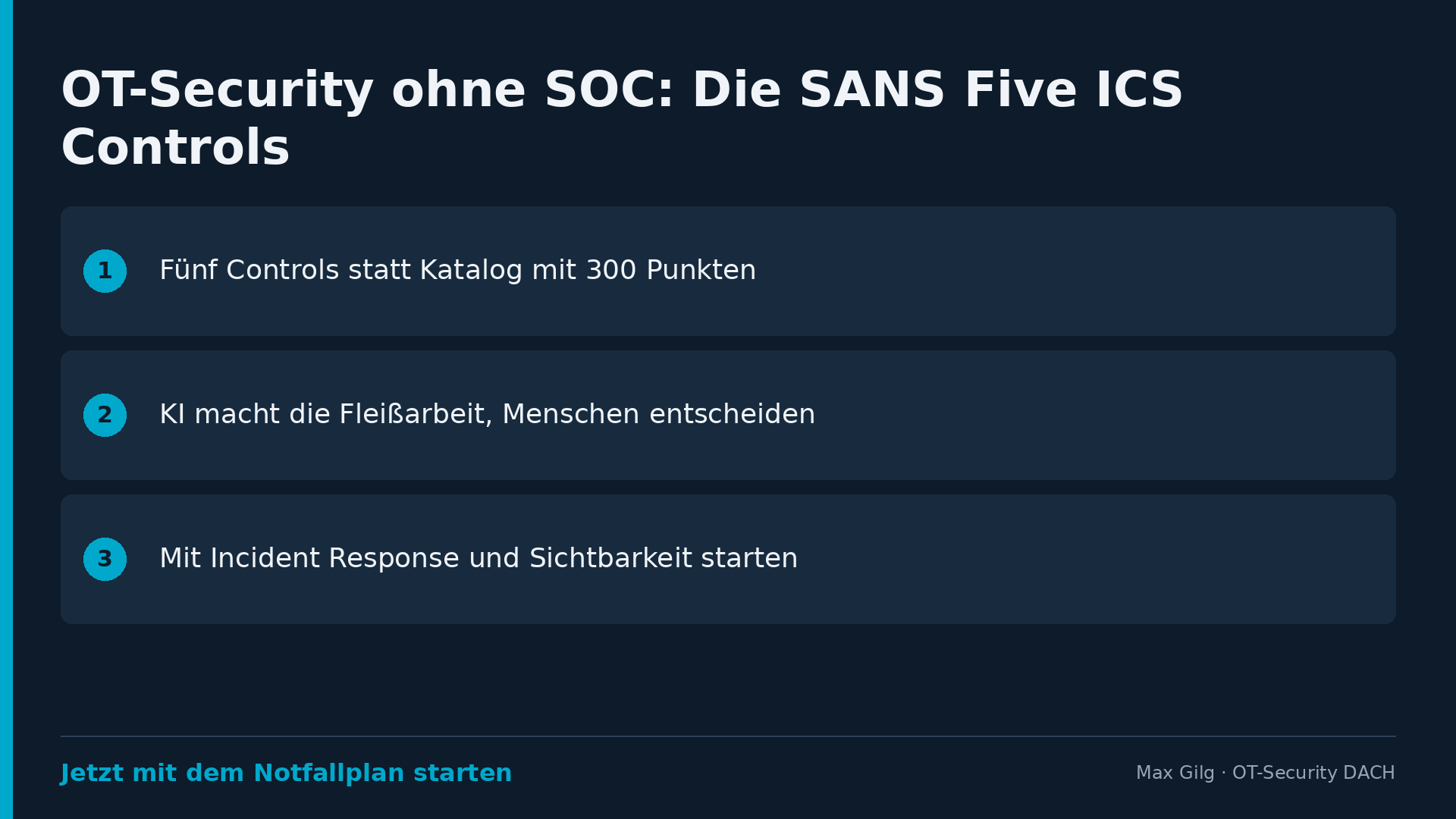 Infografik: OT-Security ohne SOC: Die SANS Five ICS Controls