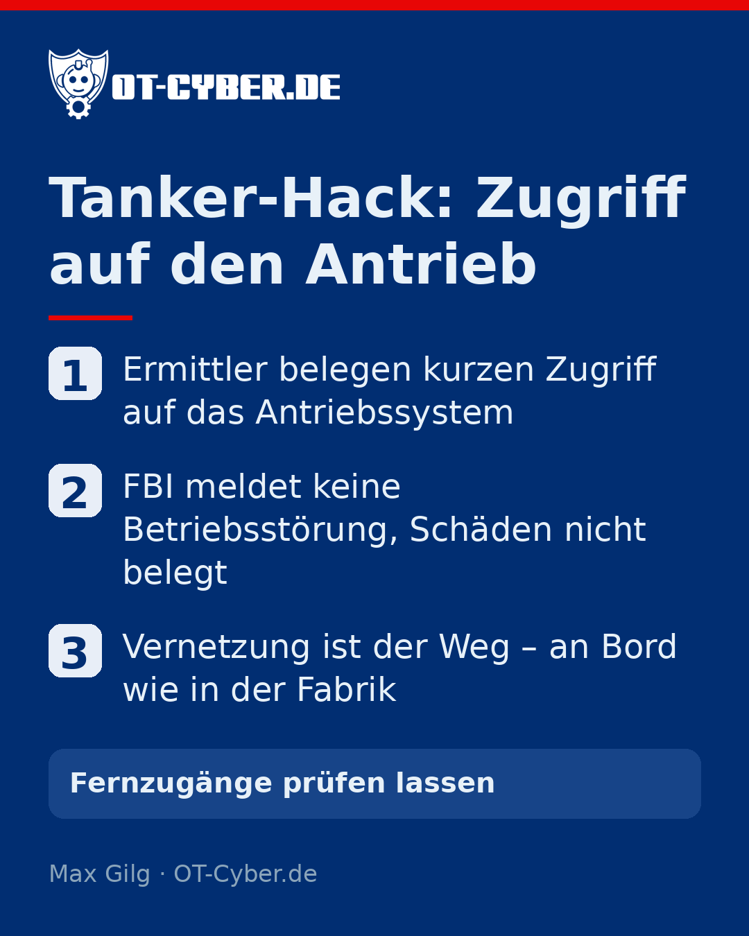Infografik: Tanker-Hack: Zugriff auf den Antrieb
