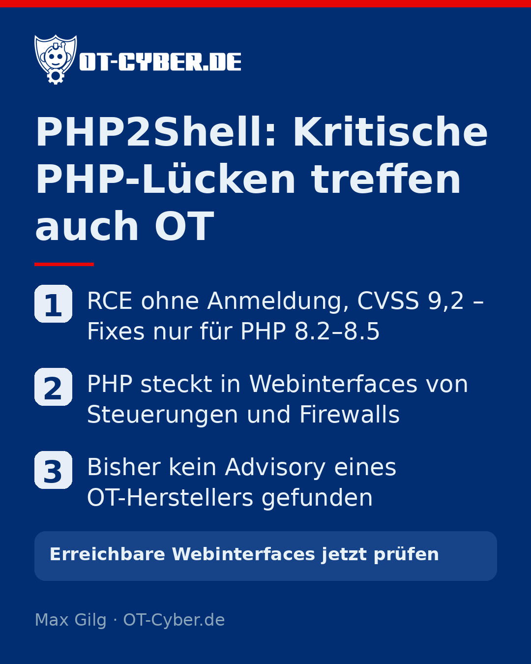 Infografik: PHP2Shell: Kritische PHP-Lücken treffen auch OT